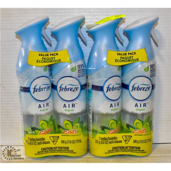 4 PACK FEBREEZE AIR ORIGINAL GAIN 8.8OZ BOTTLES