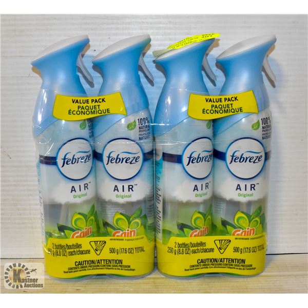 4 PACK FEBREEZE AIR ORIGINAL GAIN 8.8OZ BOTTLES