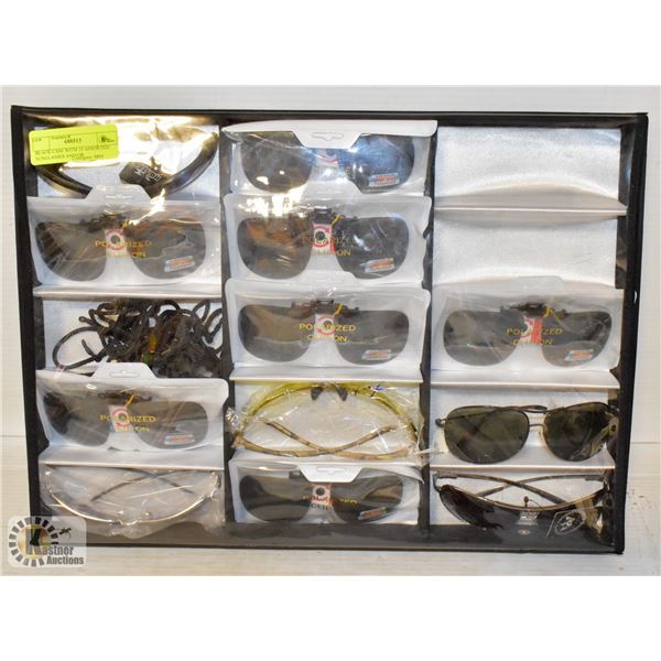 BLACK CASE WITH 15 ASSORTED SUNGLASSES AND/OR