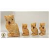 4PC CARVED ALABASTER OWL FIGURINES