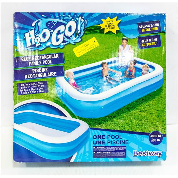 NEW BESTWAY H20 GO BLUE RECTANGULAR FAMILY POOL