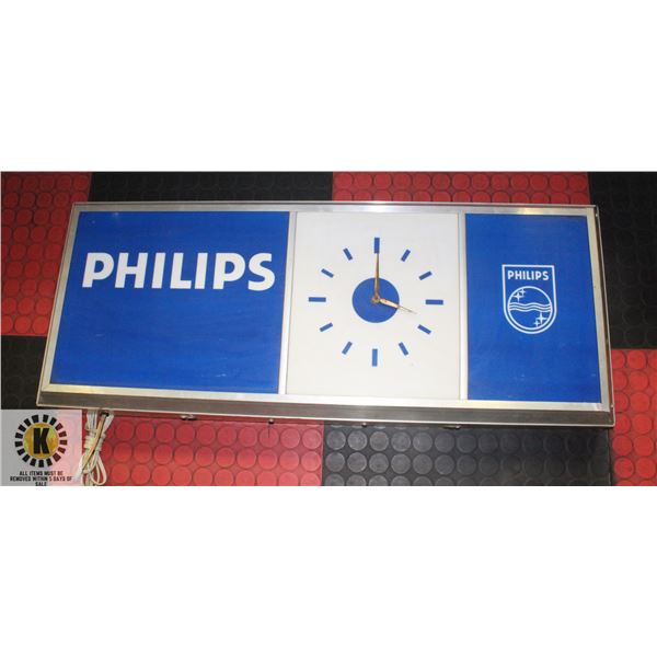 VINTAGE PHILIPS LIGHT UP CLOCK - REQUIRES CORD.