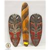 Image 1 : 3 WOODEN TIKI DECOR PCS/WALL HANGINGS