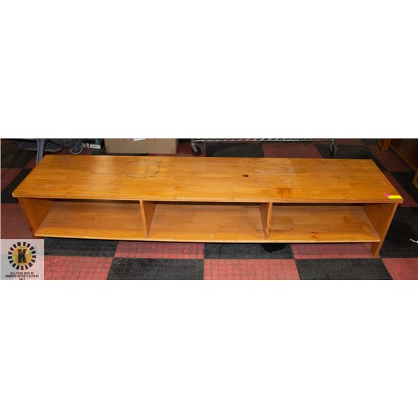 WOODEN BENCH W/LOWER STORAGE H-15.5" W-16" L-75.5"