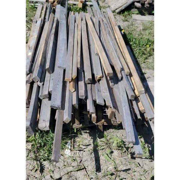 PALLET OF 2X4, 1X2 5-10FT LENGTH SOME NAILS