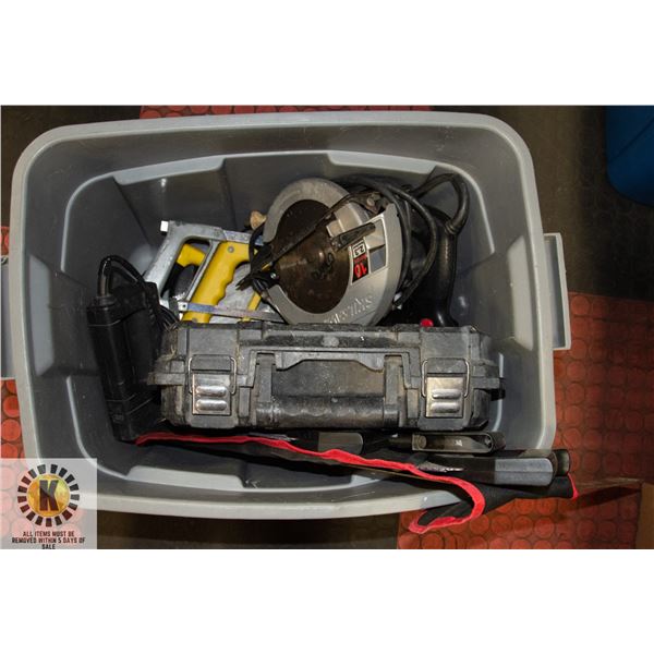 ESTATE BOX W/ TOOLS: CIRCULAR SAW, JIG SAW FILES E