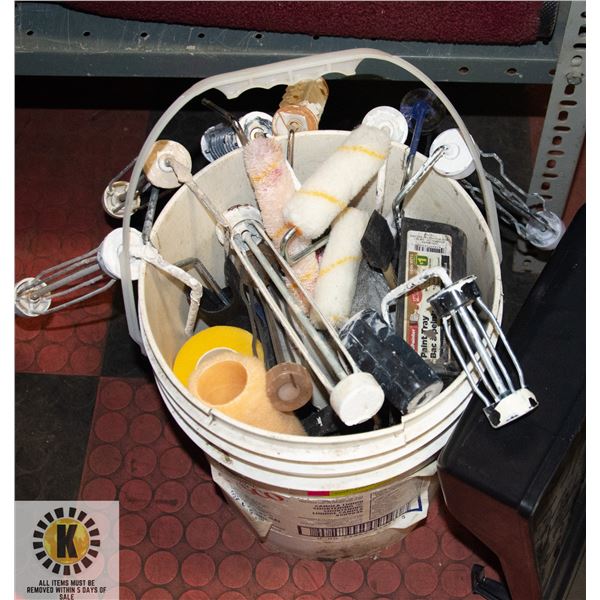 BUCKET OF PAINTING SUPPLIES