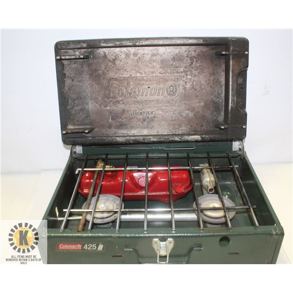 COLEMAN 425 CAMP STOVE W/ GRILL ATTACHMENT