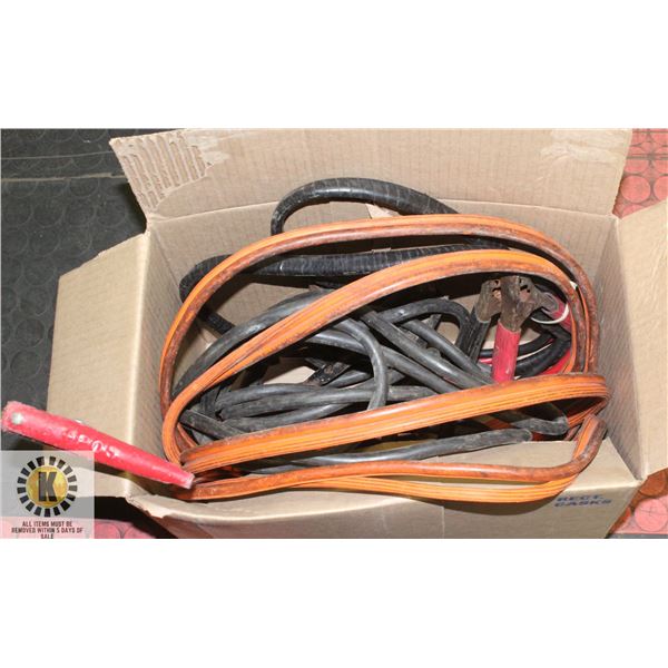 BOX OF VARIOUS BOOSTER CABLES