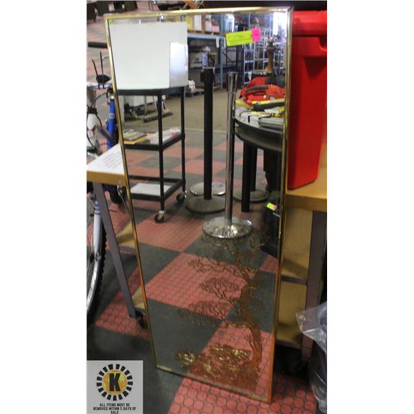 VINTAGE ETCHED TREE MIRROR 18X48 INCH