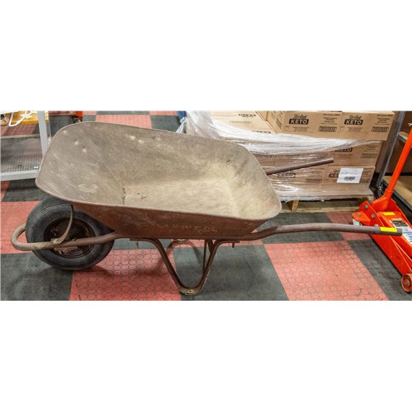 LARGE CEMENT HEAVY STEEL WHEEL BARROW