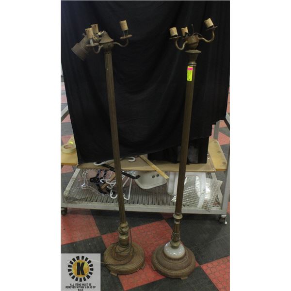 PAIR OF ANTIQUE FLOOR LAMPS 54  TALL