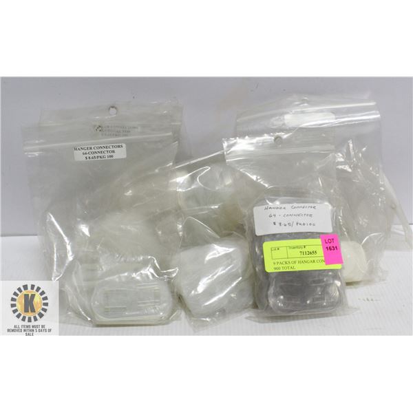 9 PACKS OF HANGAR CONNECTORS - 900 TOTAL
