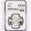 Image 1 : 1890-S Morgan Silver Dollar NGC - MS62