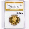 Image 1 : 1881 $10 Gold Eagle PGA - MS63+ PL
