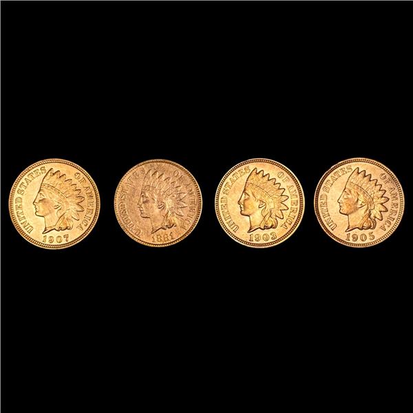 RD Indian Head Cents, x4 UNCIRCULATED