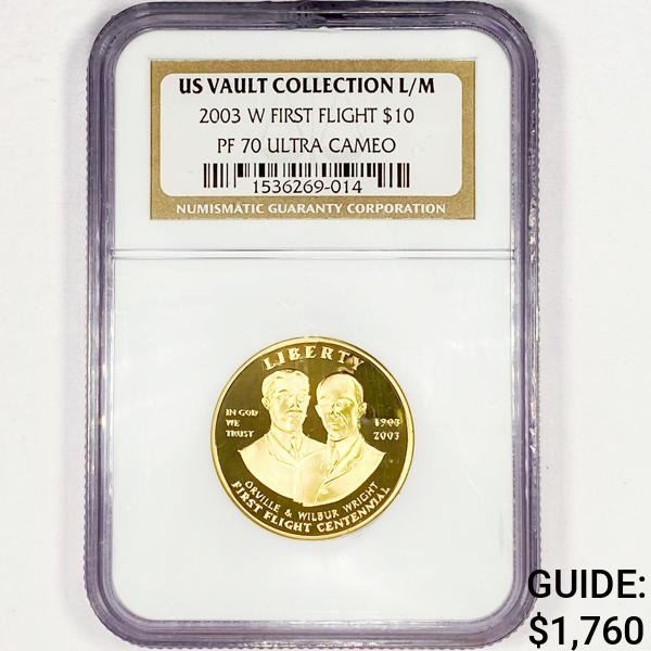 2003-W First Flight $10 Gold Eagle NGC - PF70 UC