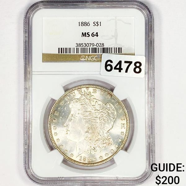 1886 Morgan Silver Dollar NGC - MS64