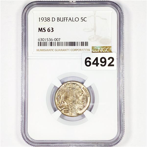 1938-D Buffalo Nickel NGC - MS63