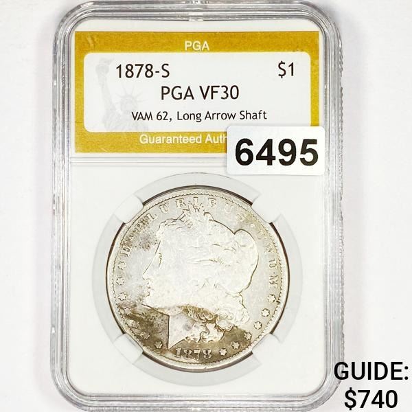 1878-S VAM62 Morgan Silver Dollar PGA - VF30