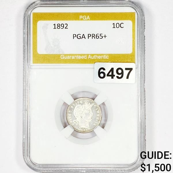 1892 Barber Dime PGA - PR65+