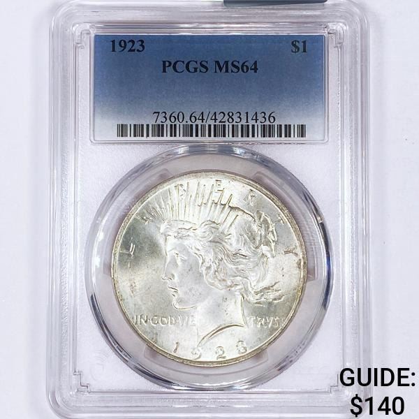 1923 Silver Peace Dollar PCGS - MS64