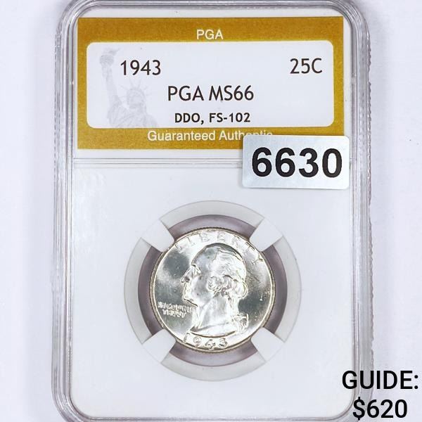 1943 DDO, FS-102 Washington Silver Quarter