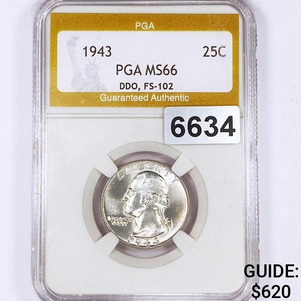 1943 DDO, FS-102 Washington Silver Quarter