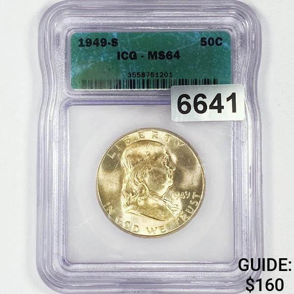 1949-S Franklin Half Dollar ICG - MS64