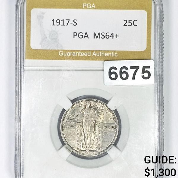 1917-S Walking Liberty Quarter PGA - MS64+