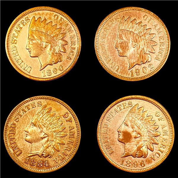 RD Indian Head Cents, x4 UNCIRCULATED