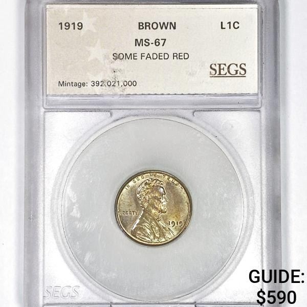1919 Wheat Cent SEGS - MS67