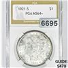 Image 1 : 1921-S Morgan Silver Dollar PGA - MS64+
