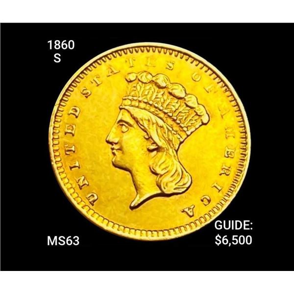 1860-S Rare Gold Dollar CHOICE BU