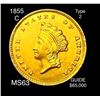 Image 1 : 1855-C Rare Gold Dollar CHOICE BU