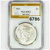Image 1 : 1921 High Relief Silver Peace Dollar PGA - MS63