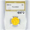 Image 1 : 1909-D $5 Gold Half Eagle PGA - MS64