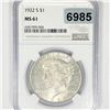 Image 1 : 1922-S Silver Peace Dollar NGC - MS61