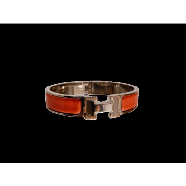 Hermes Rouge Metal Clic Clac Bangle Bracelet