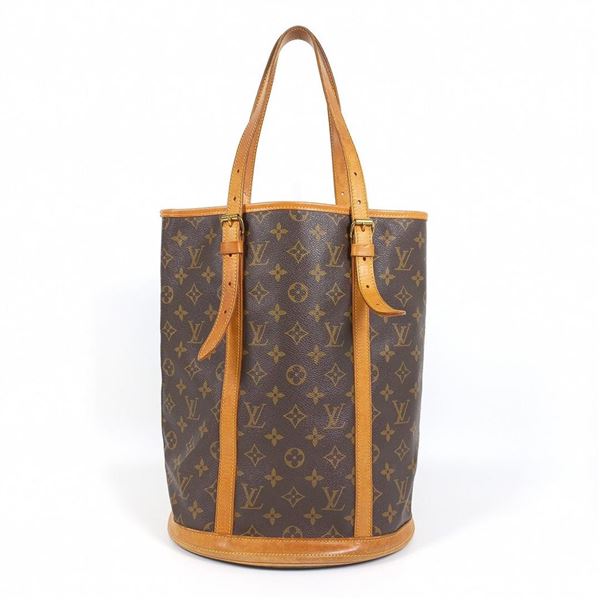 Louis Vuitton Brown Monogram Canvas Leather Bucket GM Shoulder Bag