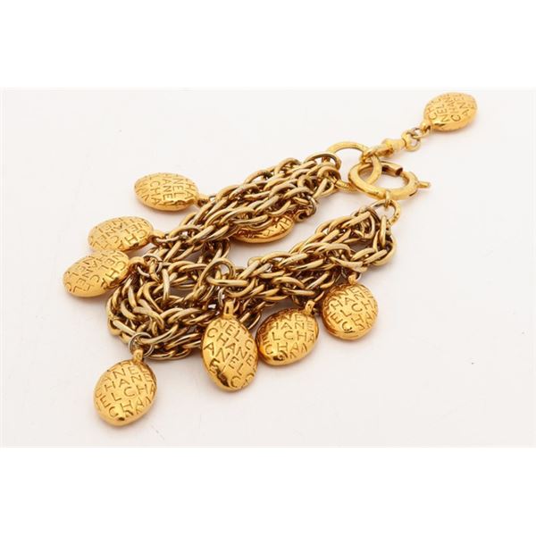 Chanel Gold-tone Metal Multi Strand Oval Charm Bracelet