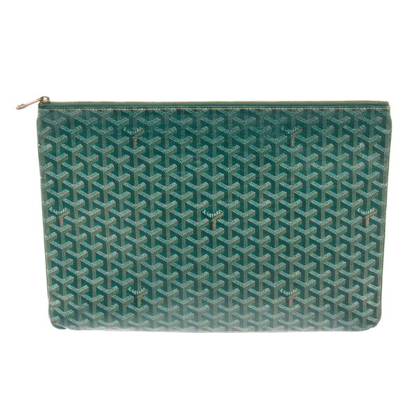 Goyard Green Goyardine Coated Canvas Senat GM Clutch