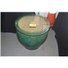 Image 1 : LARGE GREEN GLAZED PLANTER W/GLASS TOP (24" D)