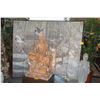 Image 2 : LARGE 6 PANEL JAPANESE FOLDING SCREEN, SILVER TONE W/FLORAL & BIRD MOTIF (94" X 85 1/2")