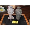 Image 1 : FAUX CHINESE CINNABAR DRAGON VASE & SOFT STONE CARVED FLOWER VASE (2 PCS)