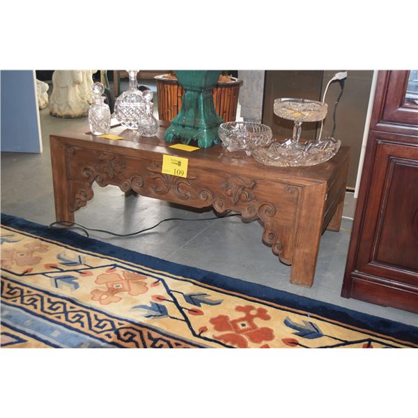 CARVED ROSEWOOD CONSOLE TABLE (43 1/2" X 21 1/2" 15")