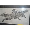 Image 2 : KOA FRAMED CHINESE STONE RUBBING OF 2 GALLOPING HORSES (31" X 19")