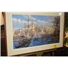 Image 2 : FRAMED PRINT, "CAPTAIN COOK'S EXPEDITION ENTERING KEALAKEHUA BAY"; HERB KANE (32" X 18")