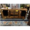 Image 2 : CHINESE ELMWOOD CONSOLE W/4 DOORS & 4 DRAWERS (63" X 23" X 30 1/4")