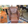 Image 2 : LEATHER ARM CHAIR & OTTOMAN